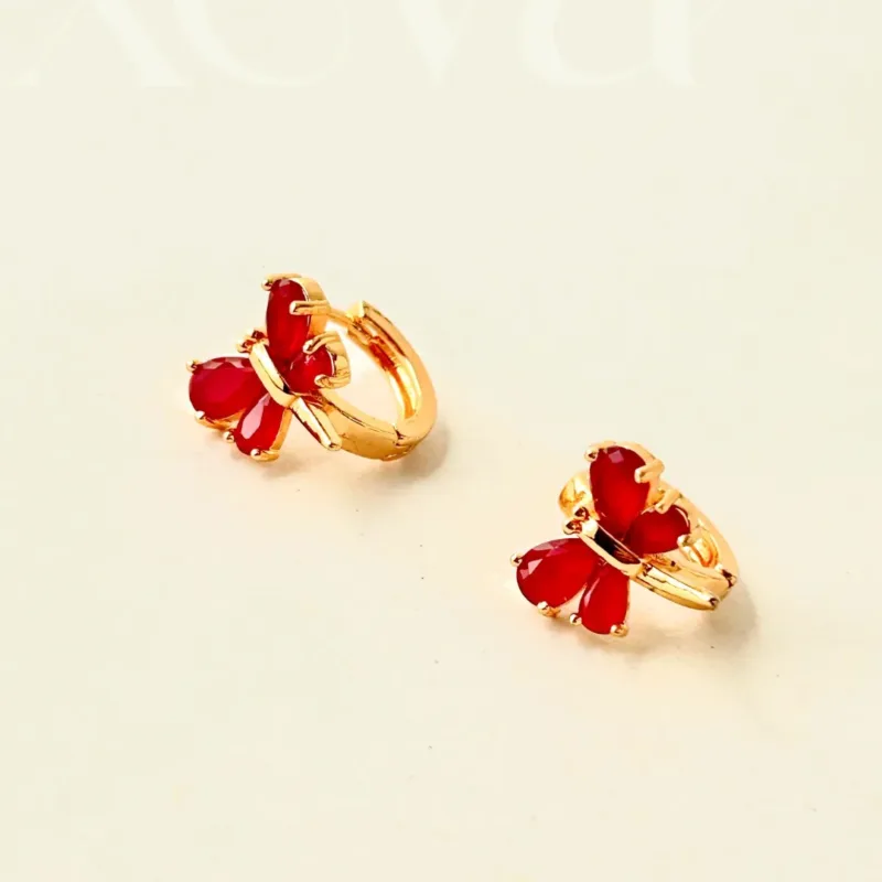 Xevar red butterfly hoops earrings