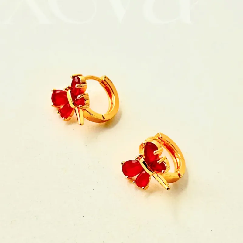Xevar red butterfly hoops earrings