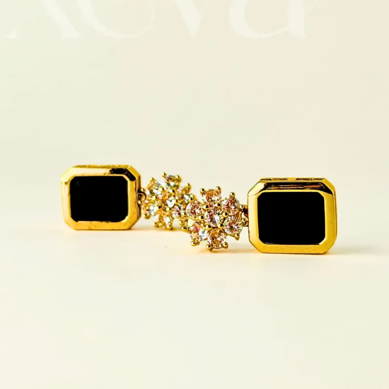 Zircon Stud Earrings black