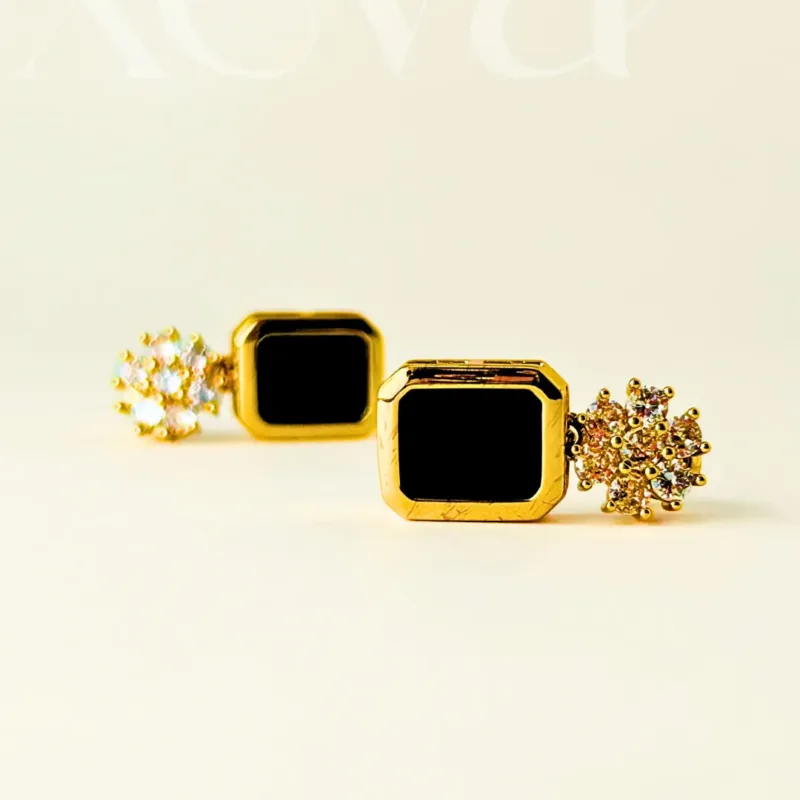 Zircon Stud Earrings black