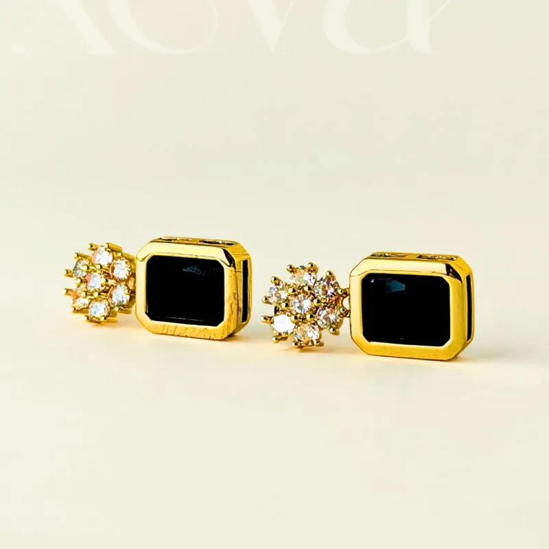 Zircon Stud Earrings black
