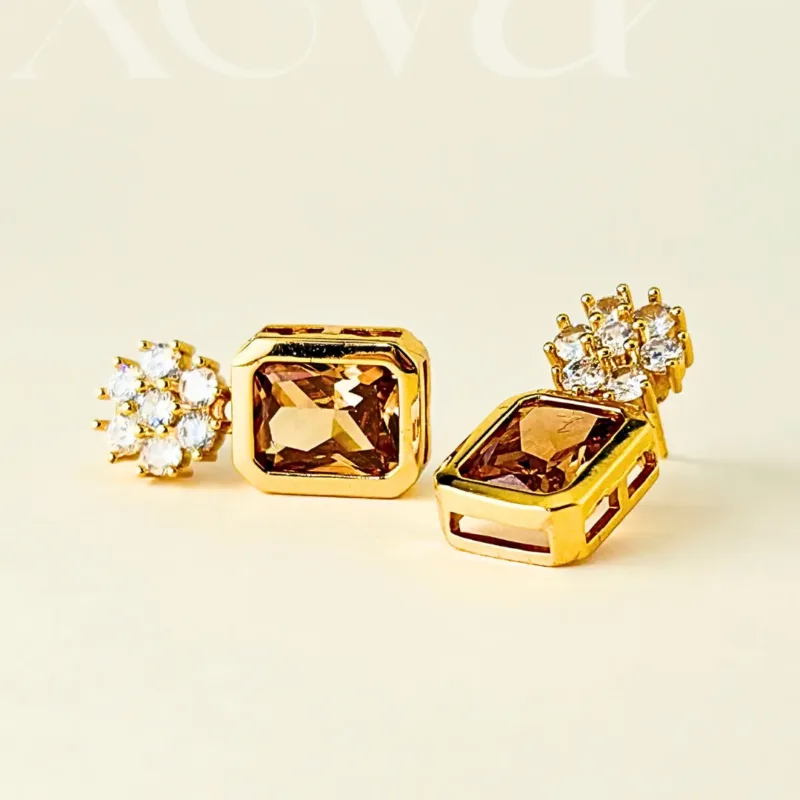 Zircon Stud Earrings champagne (3)