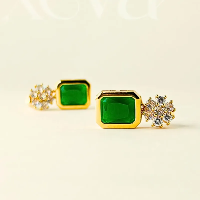 Zircon Stud Earrings green (2)
