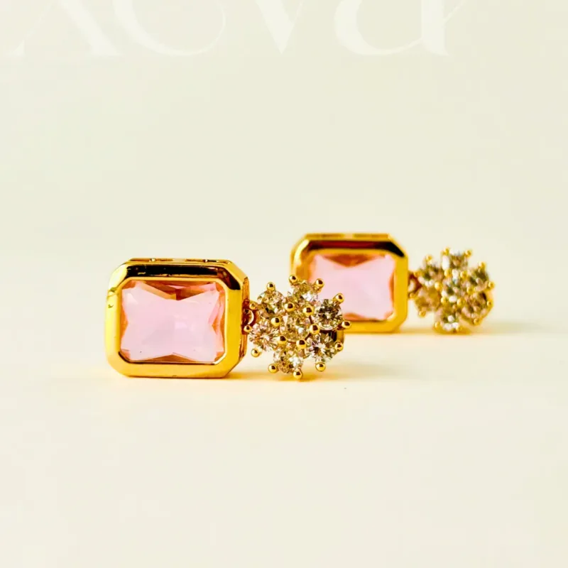 Zircon Stud Earrings pink