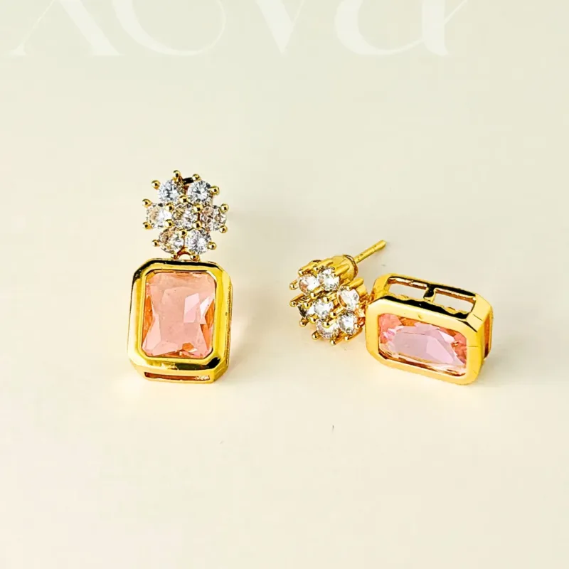 Zircon Stud Earrings pink