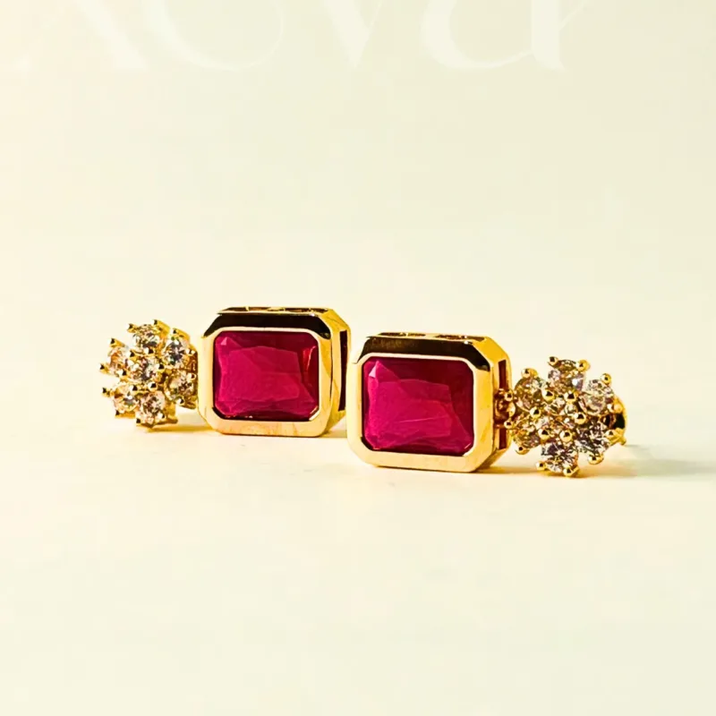 Zircon Stud Earrings red