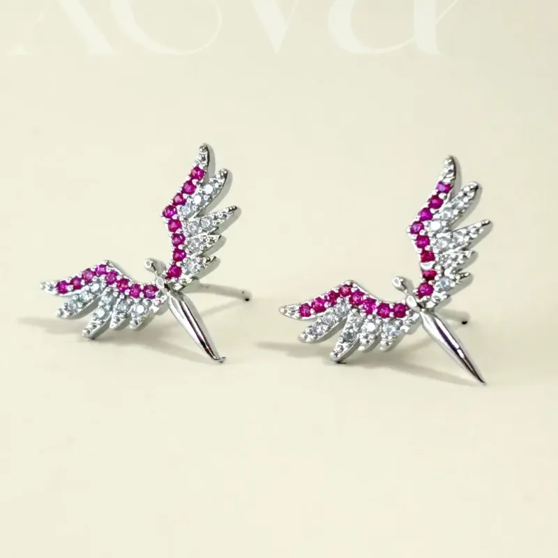 Wings earrings pink