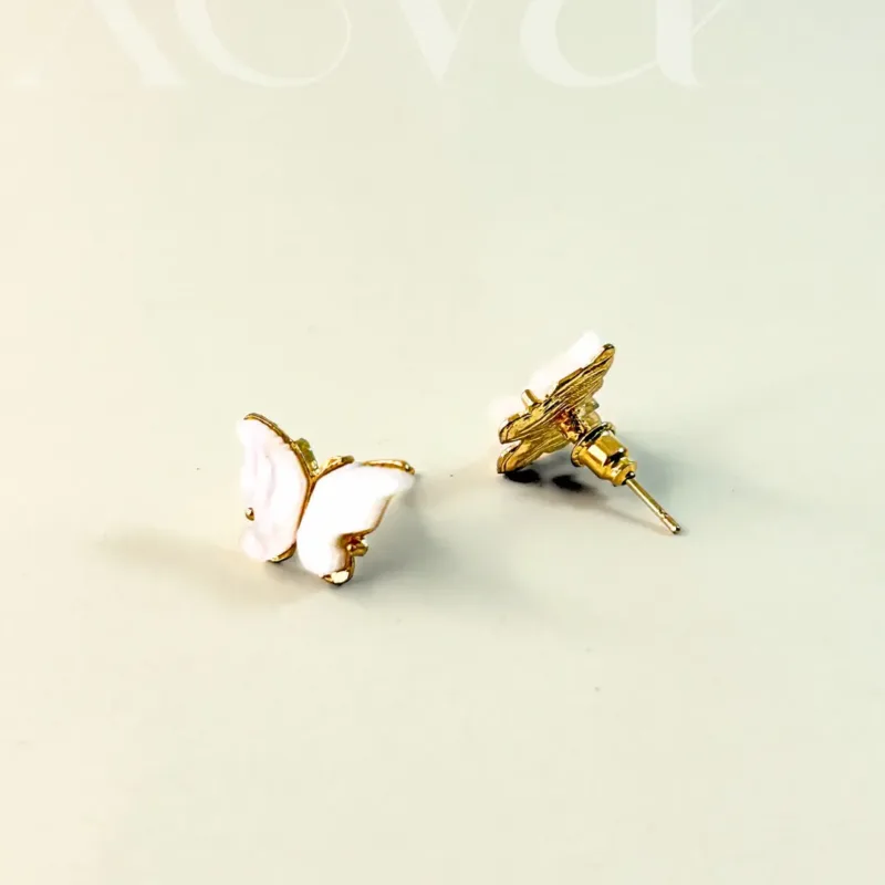 white butterfly studs