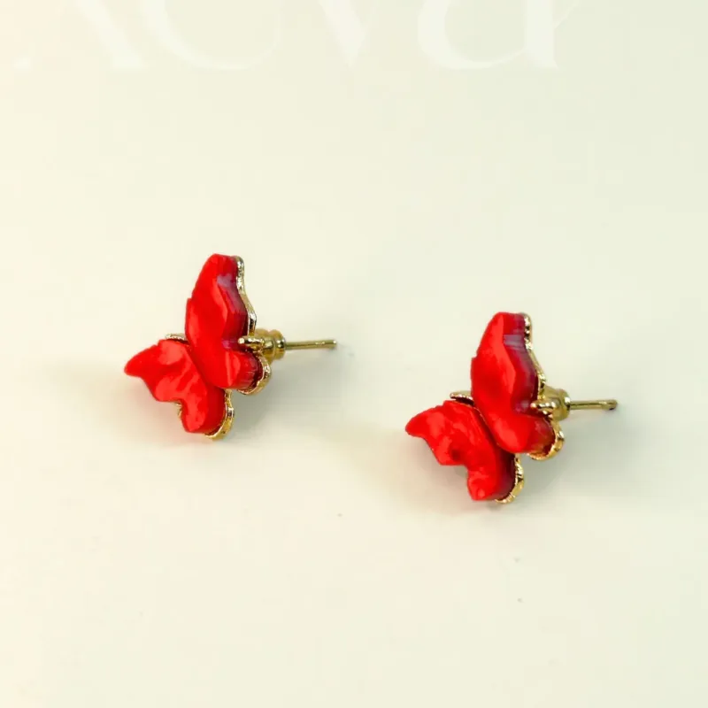 red butterfly studs