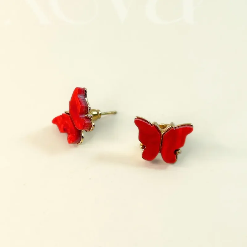 Red Butterfly Stud Earrings