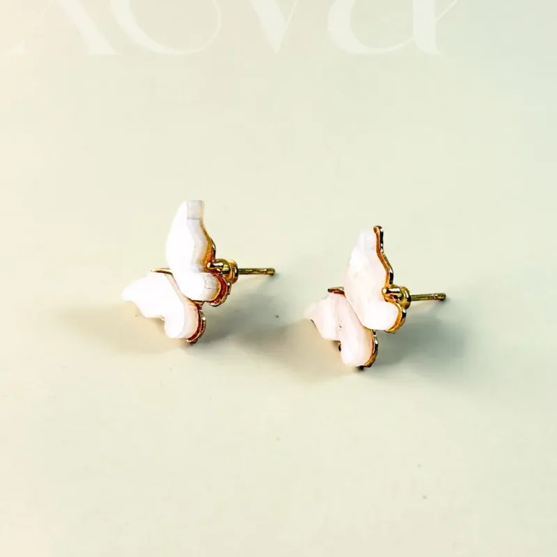 white butterfly studs