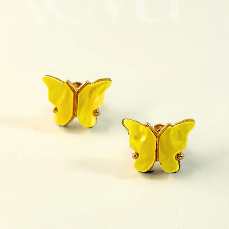Yellow Butterfly Stud Earrings