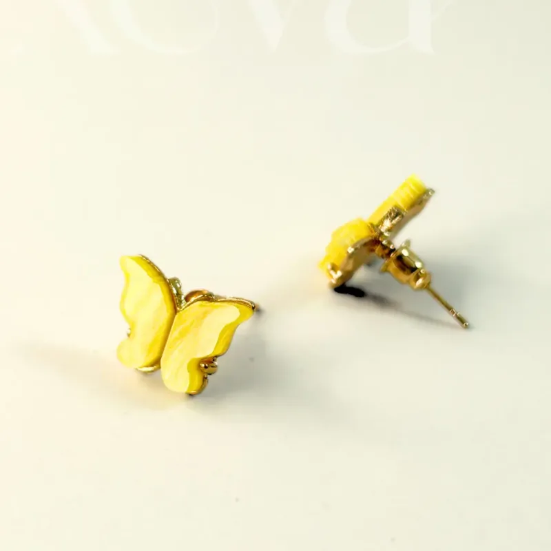 yellow butterfly studs