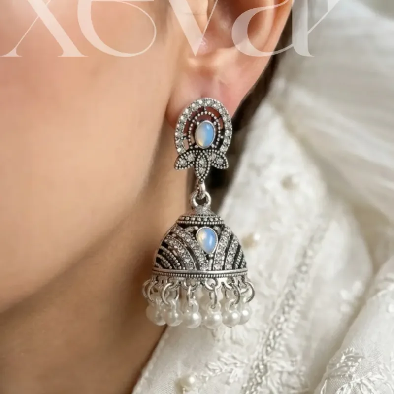 silver Jhumka Earrings