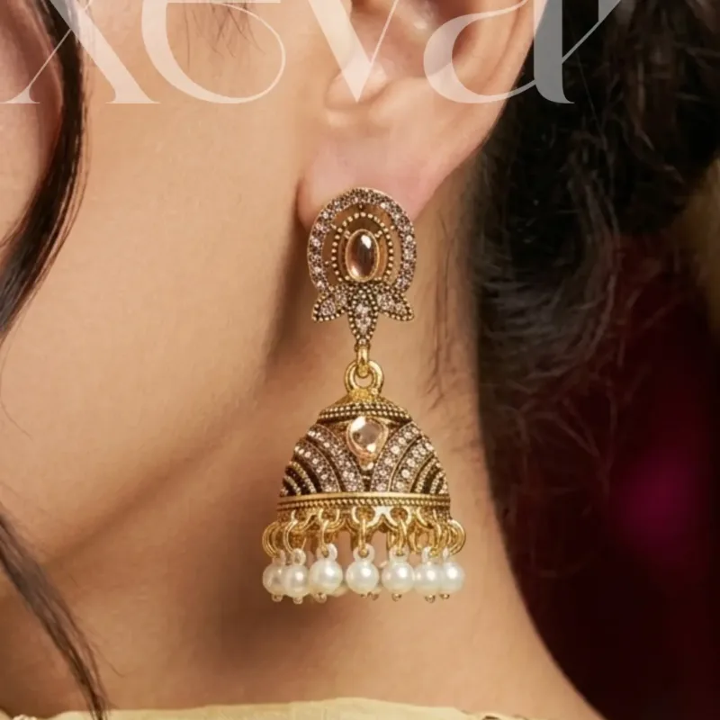 Gold Jhumka Earrings
