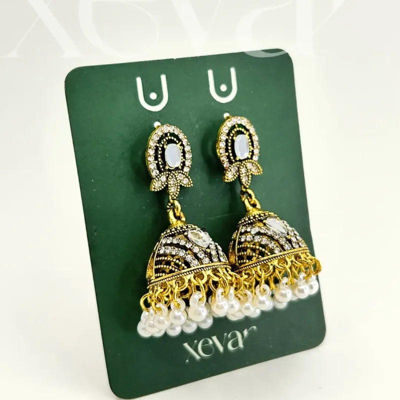 Silver Gold Jhumka Earrings