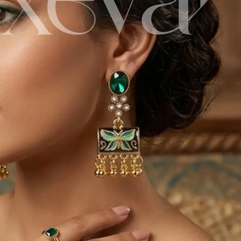 Mariposa Meenakari Jhumka Earrings
