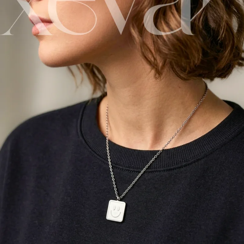 Silver Smiley Face Necklace