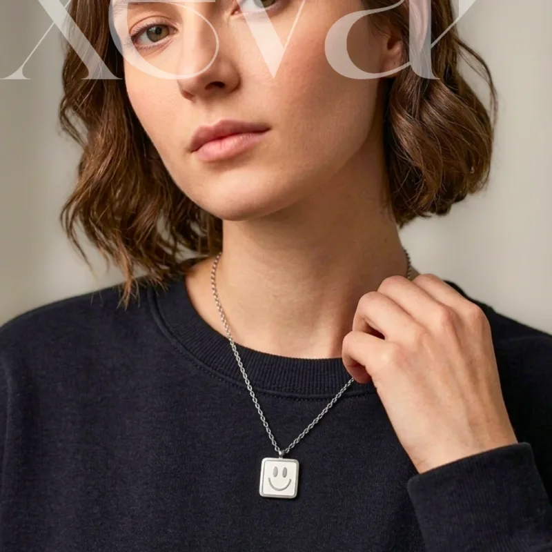 Silver Smiley Face Necklace